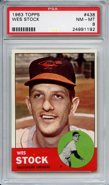 1963 Topps 438 Wes Stock PSA NM-MT 8