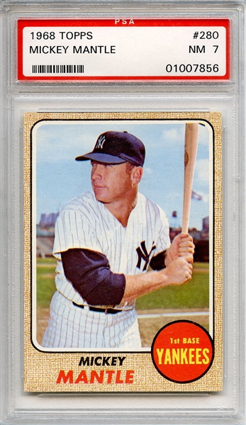 1968 Topps 280 Mickey Mantle PSA NM 7