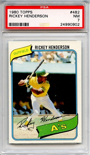1980 Topps 482 Rickey Henderson RC PSA NM 7