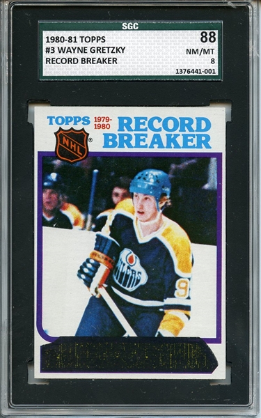 1980 Topps 3 Wayne Gretzky Record Breaker SGC NM/MT 88 / 8