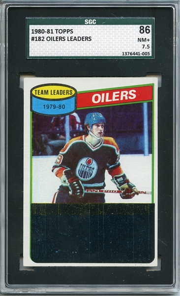1980 Topps 182 Oilers Leaders Wayne Gretzky SGC NM+ 86 / 7.5