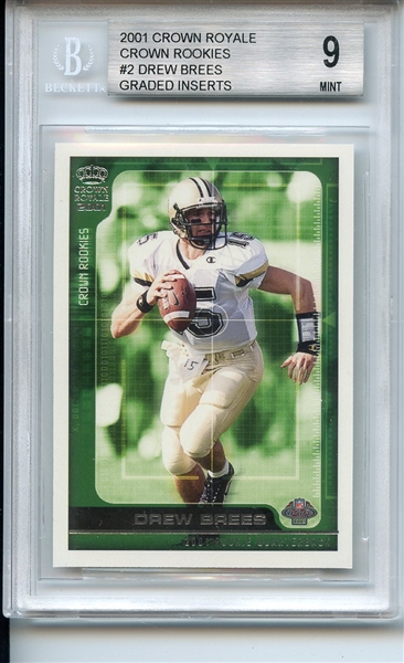 2001 Crown Royale 2 Drew Brees Inserts BGS MINT 9