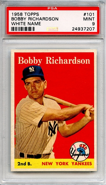 1958 Topps 101 Bobby Richardson PSA MINT 9