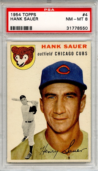 1954 Topps 4 Hank Sauer PSA NM-MT 8