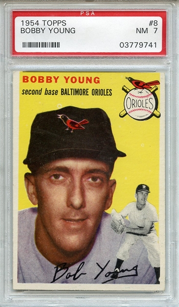 1954 Topps 8 Bobby Young PSA NM 7