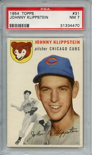 1954 Topps 31 Johnny Klippstein PSA NM 7