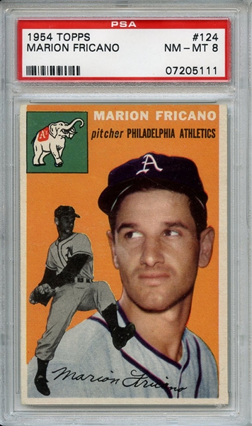 1954 Topps 124 Marion Fricano PSA NM-MT 8