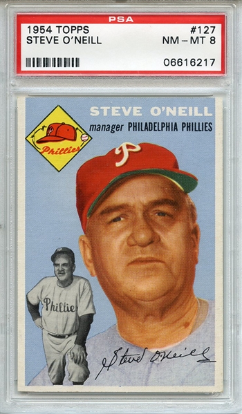1954 Topps 127 Steve O'Neill PSA NM-MT 8