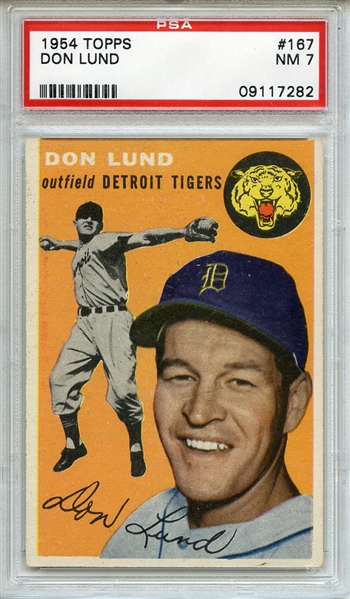 1954 Topps 167 Don Lund PSA NM 7