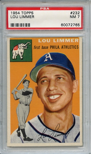 1954 Topps 232 Lou Limmer PSA NM 7
