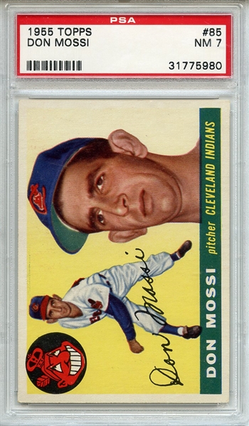 1955 Topps 85 Don Mossi RC PSA NM 7