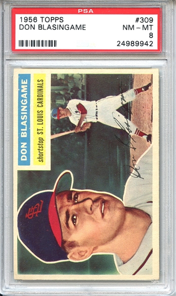 1956 Topps 309 Don Blasingame PSA NM-MT 8