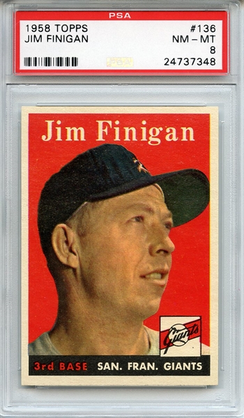 1958 Topps 136 Jim Finigan PSA NM-MT 8
