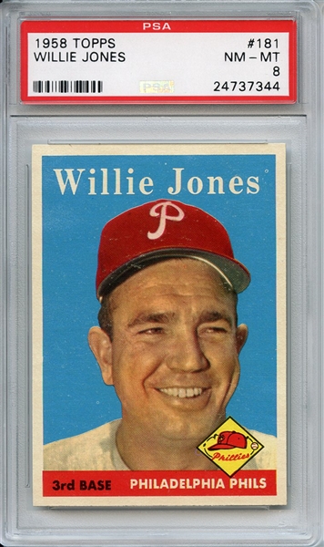 1958 Topps 181 Willie Jones PSA NM-MT 8