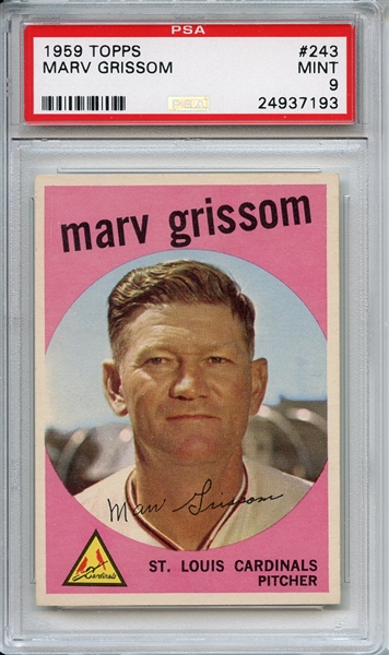 1959 Topps 243 Marv Grissom PSA MINT 9