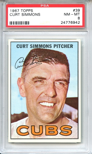 1967 Topps 39 Curt Simmons PSA NM-MT 8
