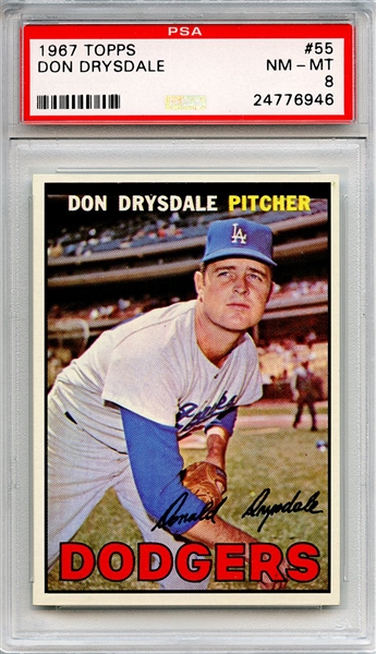 1967 Topps 55 Don Drysdale PSA NM-MT 8