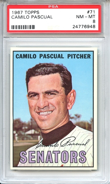 1967 Topps 71 Camilo Pascual PSA NM-MT 8