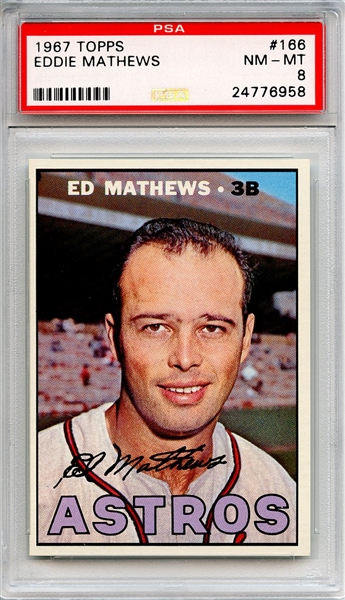 1967 Topps 166 Eddie Mathews PSA NM-MT 8