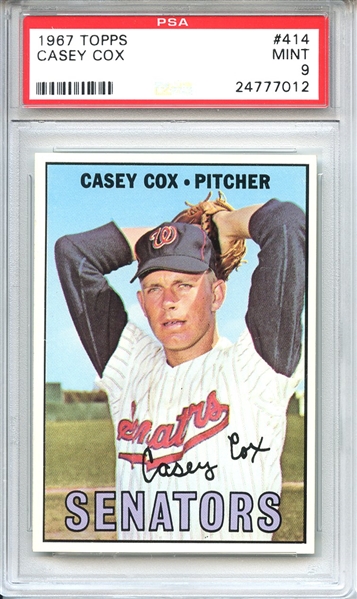 1967 Topps 414 Casey Cox PSA MINT 9