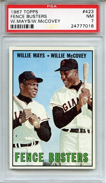 1967 Topps 423 Fence Busters Mays McCovey PSA NM 7