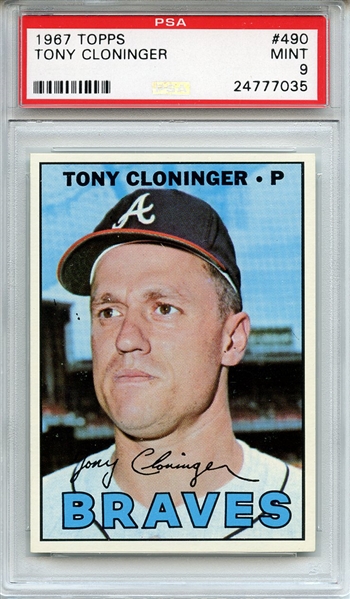 1967 Topps 490 Tony Cloninger PSA MINT 9