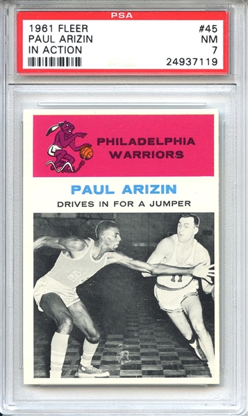 1961 Fleer 45 Paul Arizin In Action PSA NM 7