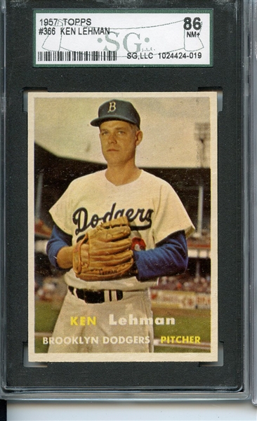 1957 Topps 366 Ken Lehman SGC NM+ 86 / 7.5