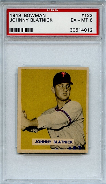 1949 Bowman 123 Johnny Blatnick PSA EX-MT 6
