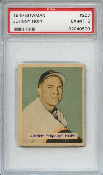 1949 Bowman 207 Johnny Hopp PSA EX-MT 6