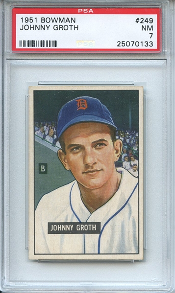 1951 Bowman 249 Johnny Groth PSA NM 7