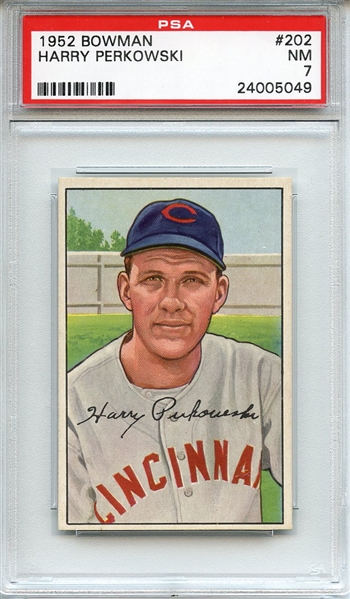 1952 Bowman 202 Harry Perkowski PSA NM 7
