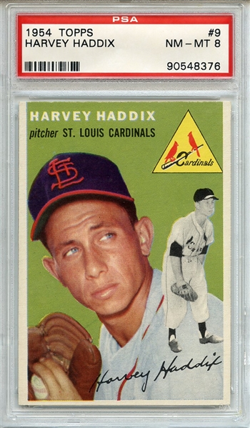 1954 Topps 9 Harvey Haddix PSA NM-MT 8