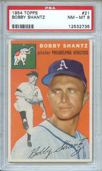 1954 Topps 21 Bobby Shantz PSA NM-MT 8