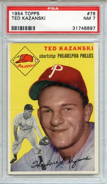 1954 Topps 78 Ted Kazanski PSA NM 7