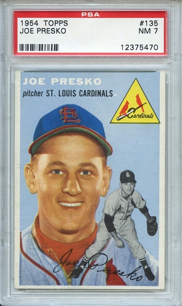 1954 Topps 135 Joe Presko PSA NM 7