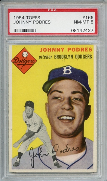 1954 Topps 166 Johnny Podres PSA NM-MT 8