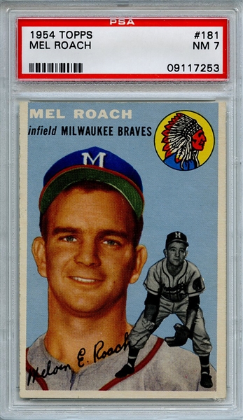 1954 Topps 181 Mel Roach PSA NM 7