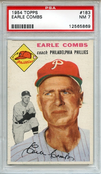 1954 Topps 183 Earle Combs PSA NM 7