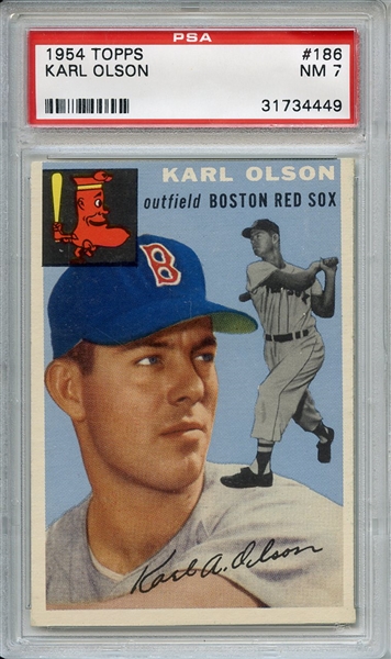 1954 Topps 186 Karl Olson PSA NM 7