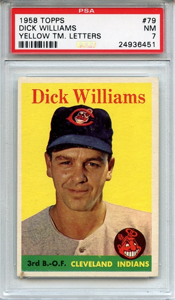 1958 Topps 79 Dick Williams Yellow Letters PSA NM 7