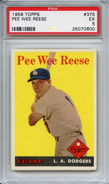 1958 Topps 375 Pee Wee Reese PSA EX 5