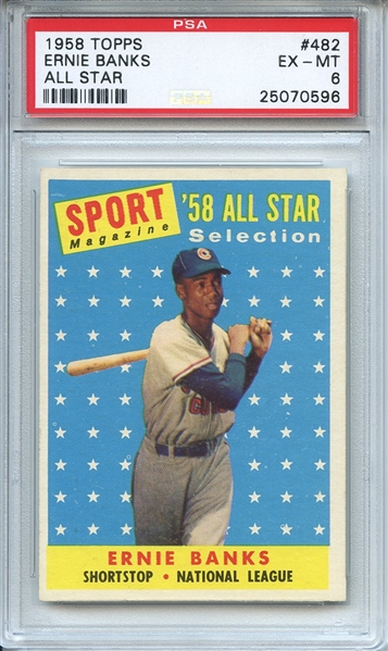1958 Topps 482 Ernie Banks All Star PSA EX-MT 6
