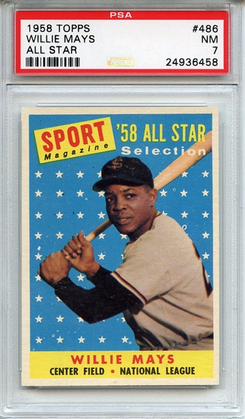 1958 Topps 486 Willie Mays All Star PSA NM 7