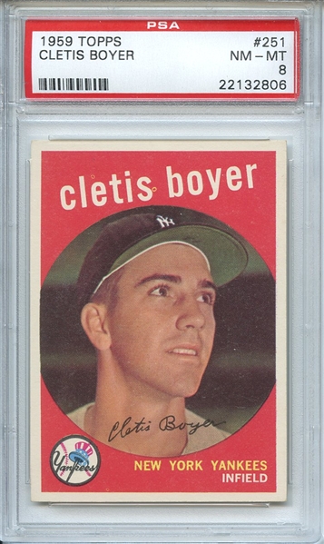 1959 Topps 251 Cleteis Boyer PSA NM-MT 8