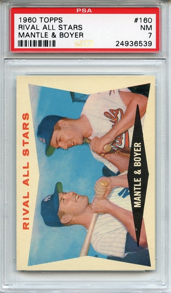 1960 Topps 160 Rival All Stars Mickey Mantle PSA NM 7
