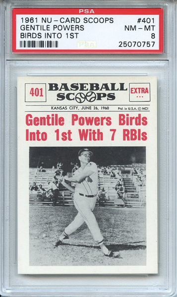1961 Nu-Card Scoops 401 Jim Gentile PSA NM-MT 8