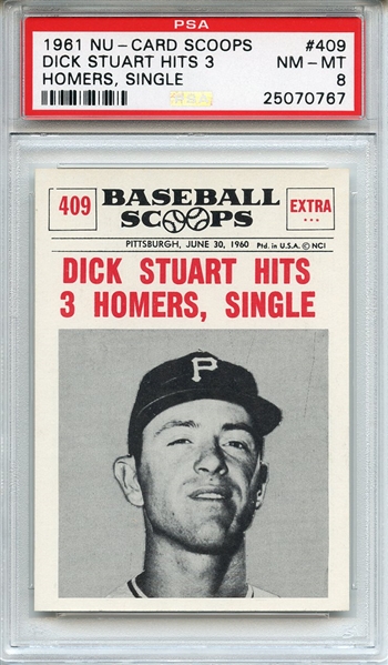 1961 Nu-Card Scoops 409 Dick Stuart PSA NM-MT 8