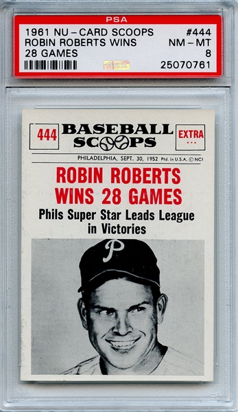 1961 Nu-Card Scoops 444 Robin Roberts PSA NM-MT 8