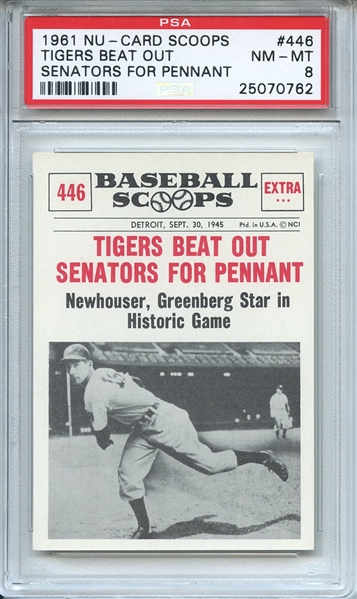 1961 Nu-Card Scoops 446 Newhouser Greenberg PSA NM-MT 8